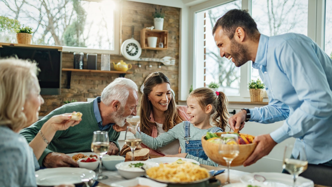 Family having lunch